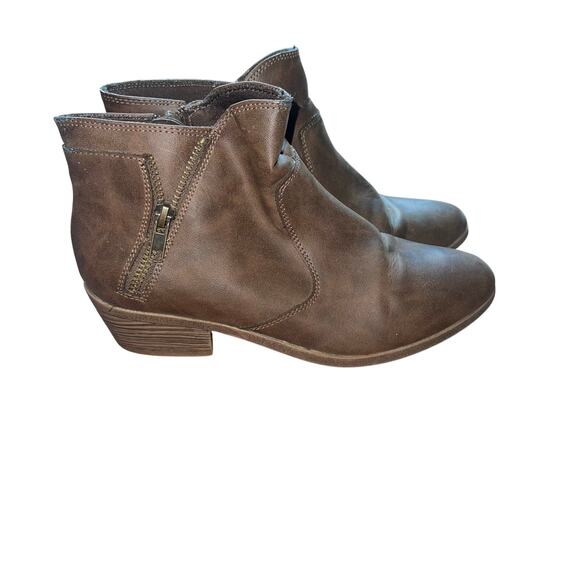 Brown Faux Leather Faded Glory Booties Size 6 - Picture 2 of 11